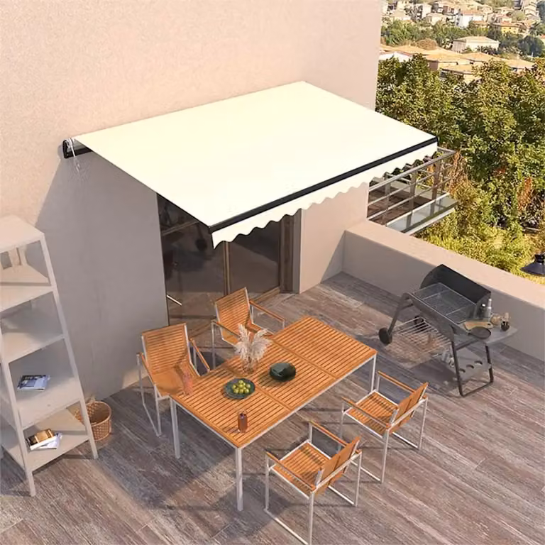 Tenda da Sole Retrattile Automatica con Motore vidaXL in Alluminio e Poliestere, L: 450 cm, P: 350 cm, Colore Beige