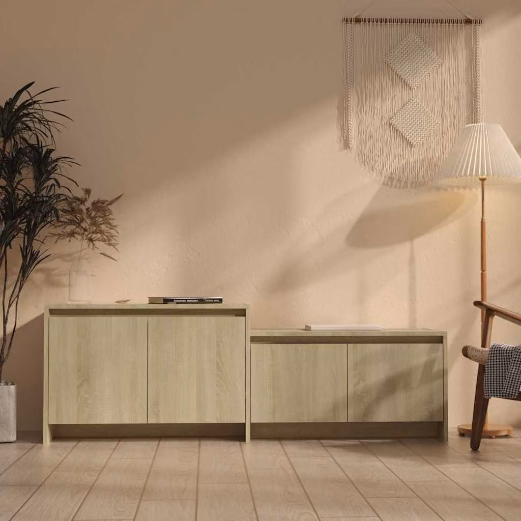 Mobile TV vidaXL in Rovere Sonoma e MDF, Colore Marrone/Beige, L 146,5 x P 35 x H 50 cm