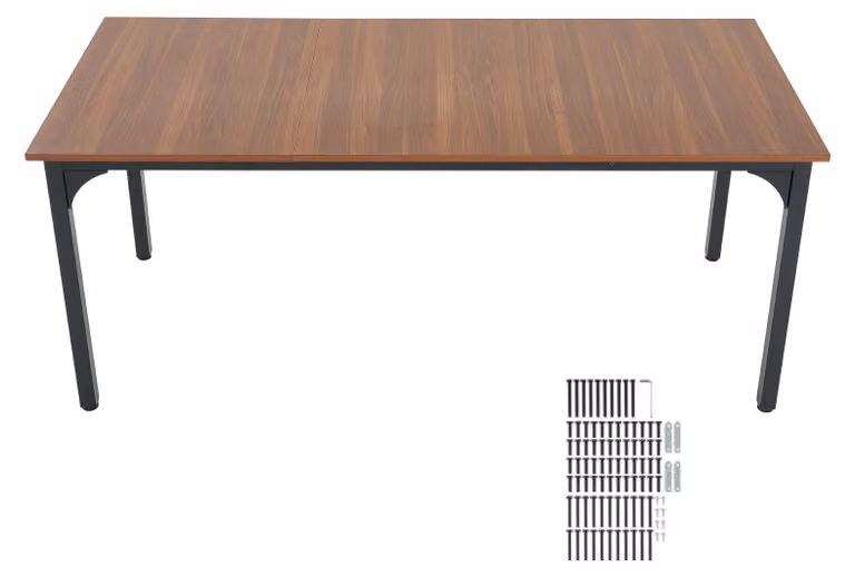 Tavolo da pranzo rettangolare SucceBuy, tavolo da cucina in legno (180 cm / capacità portante di 136,1 kg) per 6-8 persone, mobili da pranzo in stile rustico con gambe in ferro robuste, adatto per cucina, soggiorno, colore marrone (solo tavolo)