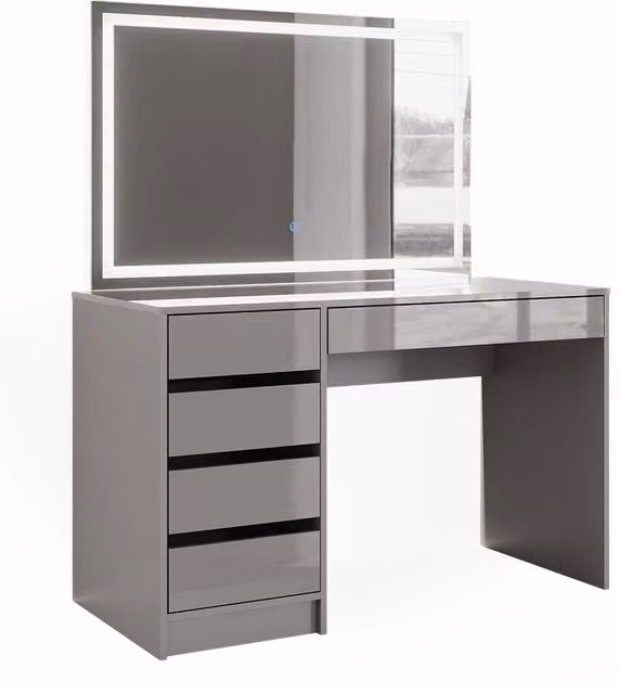 Tavolo da toeletta Sherry Grigio 120 cm con specchio a LED Vicco