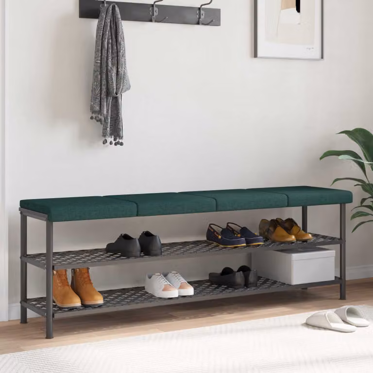 Set di 4 cuscini per panchina vidaXL in tessuto verde scuro con antiscivolo e imbottitura in schiuma, Profondità: 35 cm