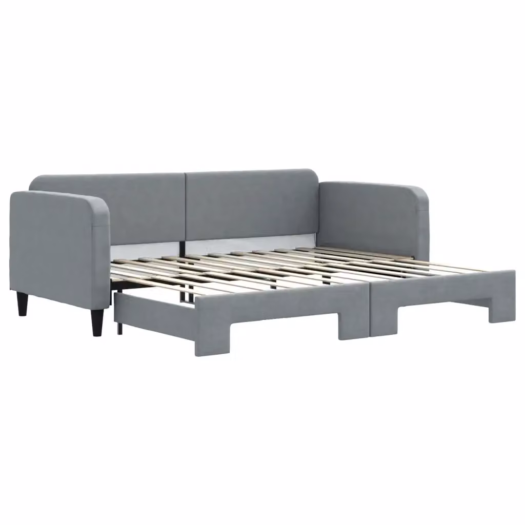 Divano Letto con Letto Estraibile vidaXL Grigio Chiaro in Tessuto Moderno L/P/H: 223 x 90 x 75 cm – 2