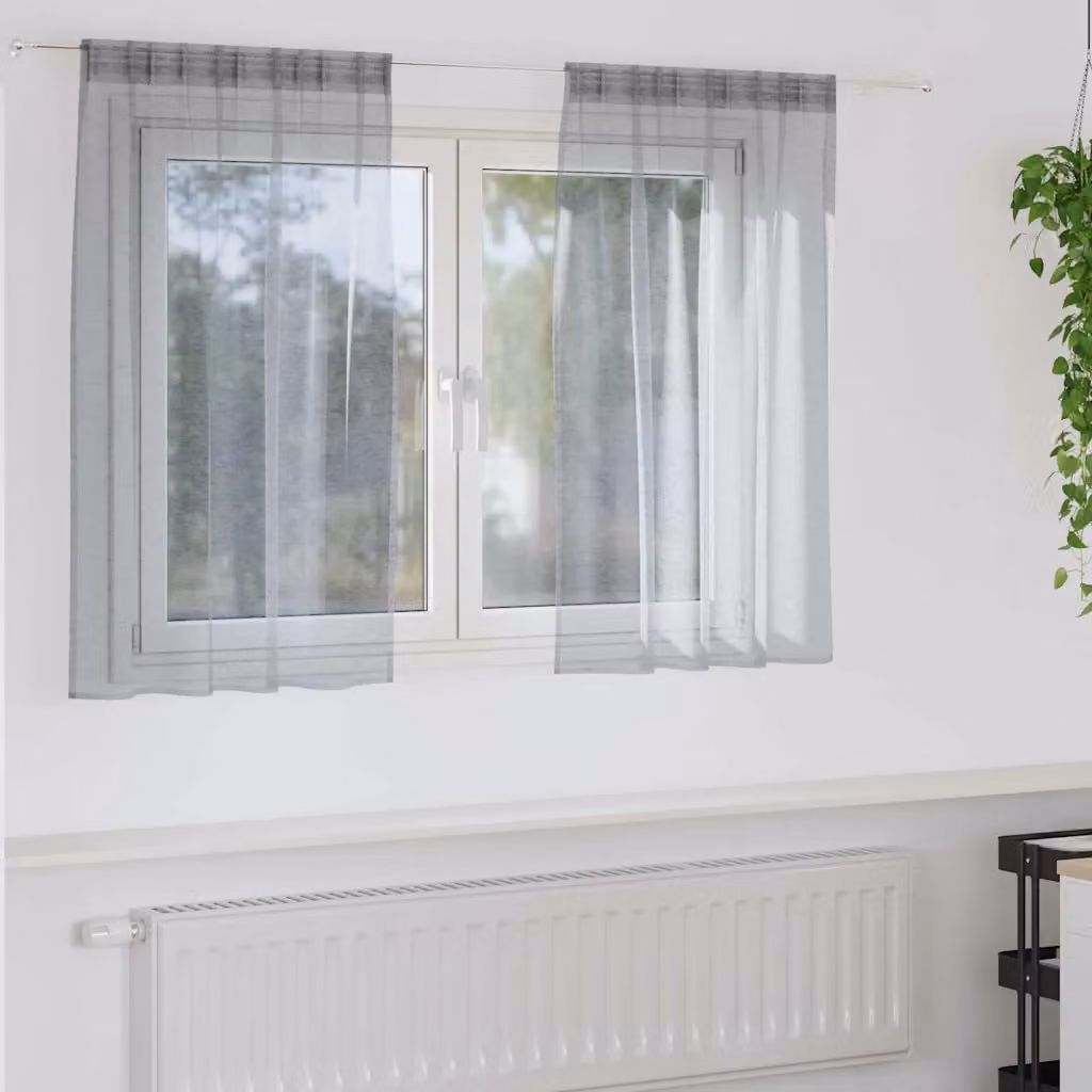 Set di 2 tende velate vidaXL in poliestere grigio, L 140 cm x H 140 cm