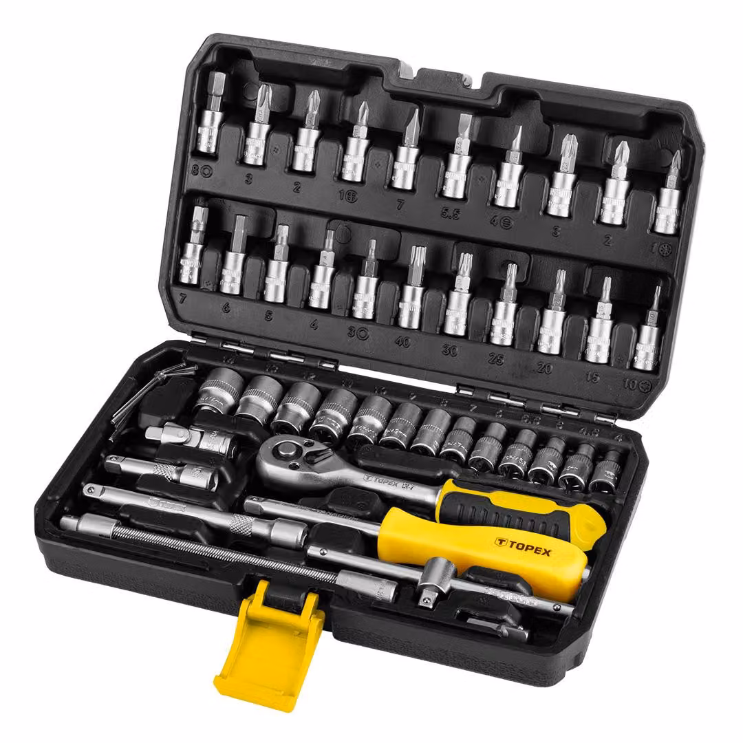 TOPEX Chiavi a bussola 1/4", set di 46 pezzi.