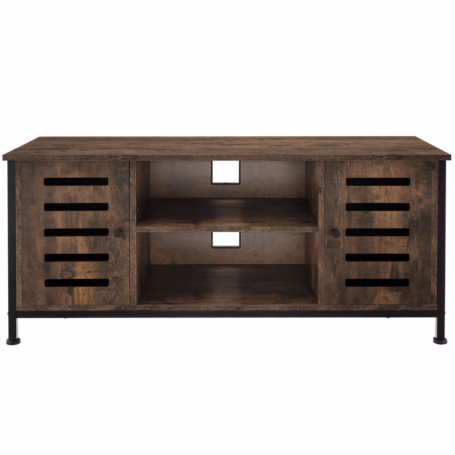 Mobile TV Carlow tectake in stile industriale, marrone e nero, L: 110 cm, P: 41,5 cm, H: 50,5 cm – 2