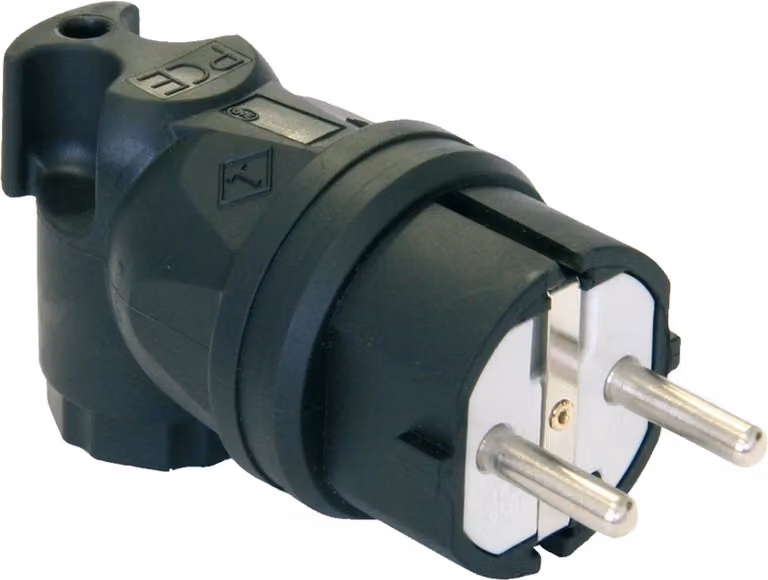 PC ELECTRIC Spina angolare con contatto di protezione in gomma piena IP44, 1 pz.