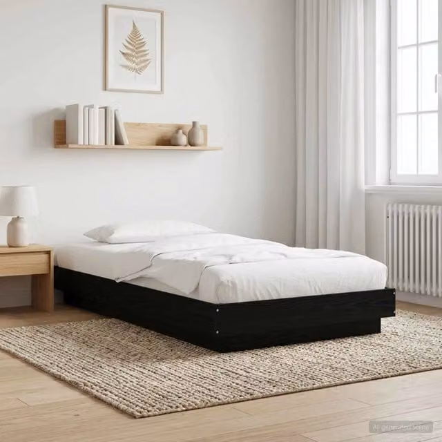 Struttura letto a pavimento Rovere Nero 80 x 210 cm 3429705