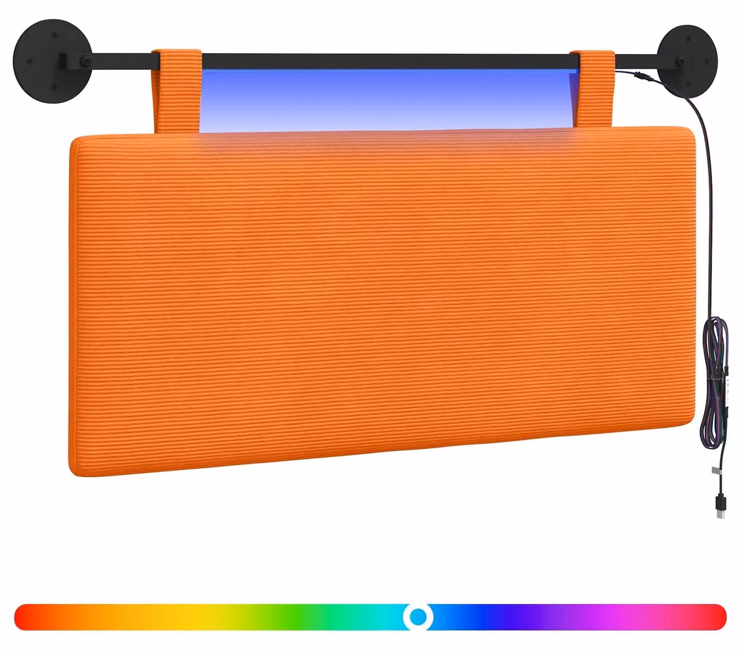 Testiera sospesa Con luce LED Arancione Tessuto in Cords