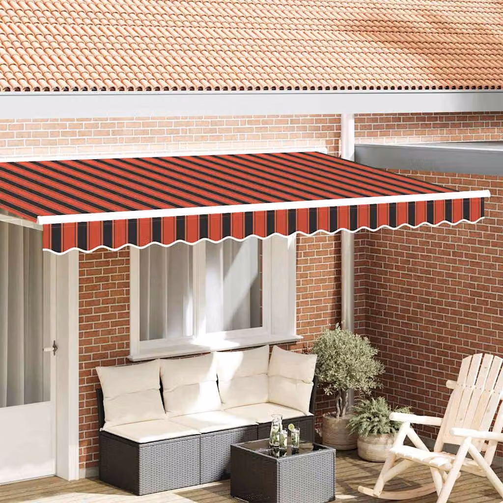 Maison Exclusive - Sostituzione del volantino per tenda da sole, motivo a righe arancione e marrone, per tende da sole da 4 metri