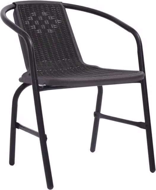Set di 4 sedie da giardino vidaXL impilabili in rattan nero con braccioli e struttura in acciaio verniciato a polvere