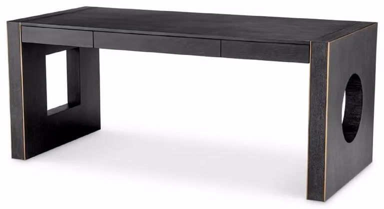 Casa Padrino scrivania con 3 cassetti nero grigio / bronzo 180,5 x 80 x h. 76 cm - Scrivania per ufficio - Scrivania per computer - Mobili per ufficio - Mobili - Arredamento - Qualità