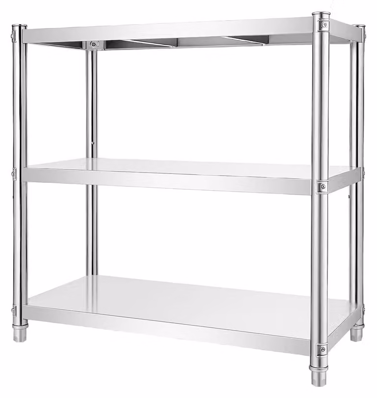Solidchoice - Scaffale a 3 ripiani in acciaio inossidabile, autoportante, larghezza 80 cm