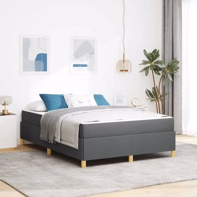 Struttura letto imbottita vidaXL in tessuto grigio L: 140 cm, P: 200 cm, H: 203 cm
