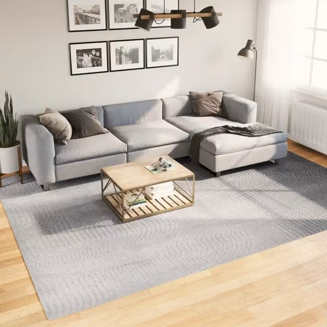 Tappeto Scandinavo IZA vidaXL Grigio con Disegno Geometrico, Lavabile e Antiscivolo, L: 240 cm, P: 340 cm