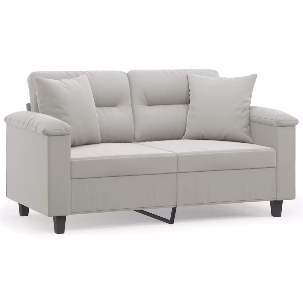 vidaXL Divano 2 Posti Moderno in Microfibra Grigio con Cuscini e Struttura in Metallo L: 150 cm, P: 80 cm, H: 77 cm – 2
