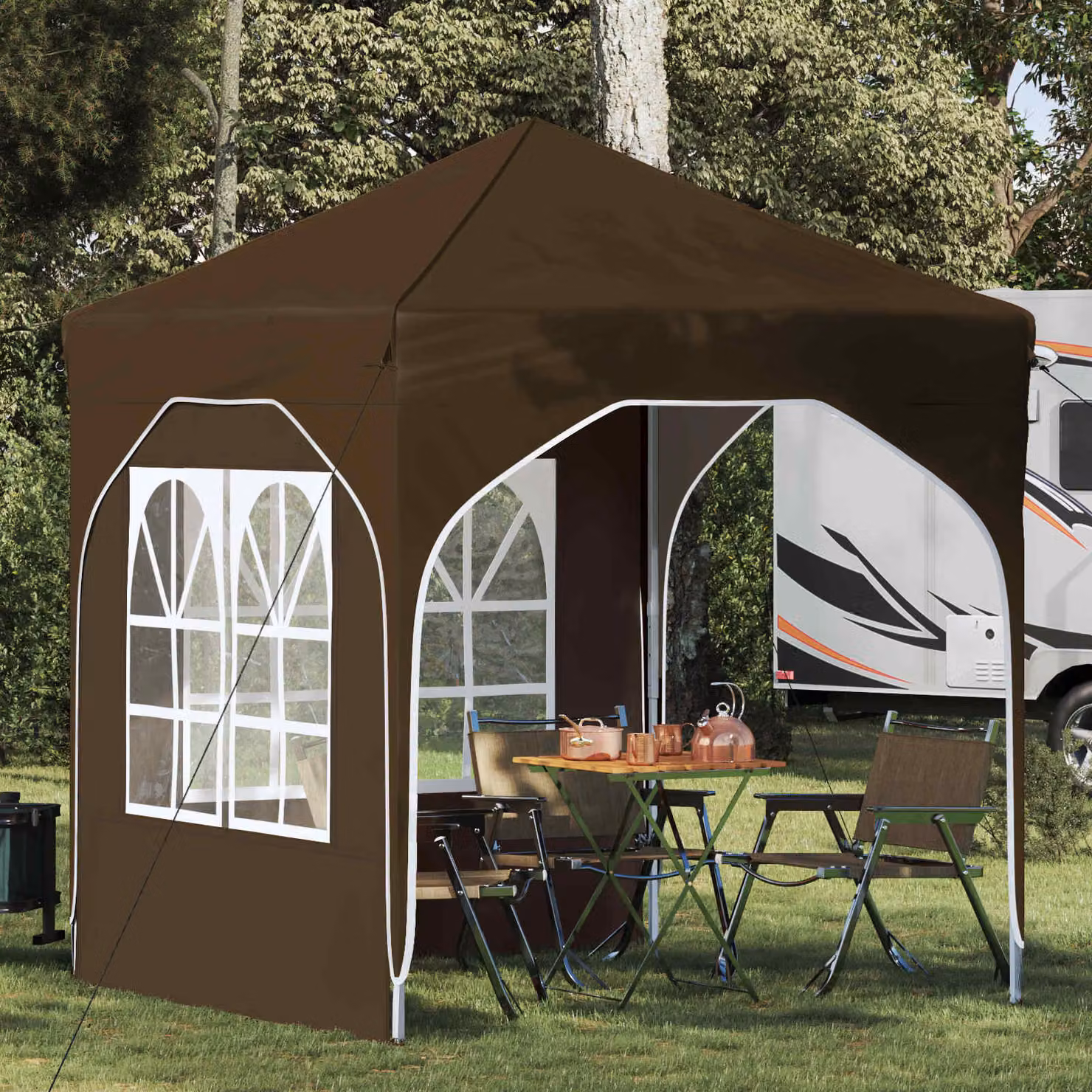 vidaXL Tenda per feste a pop-up in poliestere, L/P/H: 192 x 192 x 245 cm, Tortora