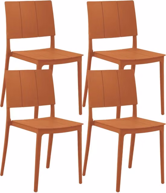 Set di 4 sedie moderne in polipropilene e fibra di vetro Il Gruppone Passione Casa, arancioni, impilabili per interno ed esterno