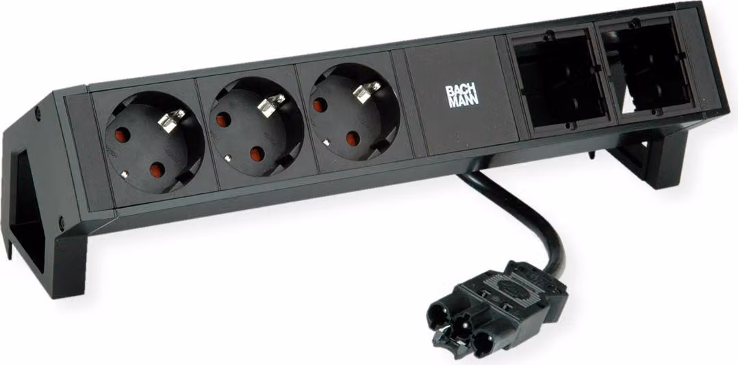 BACHMANN DESK2 3xCEE7/3 2xCM Strom 0,2m GST18 RAL9005