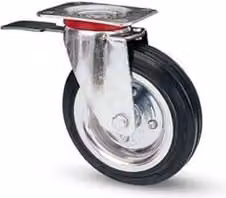 Ruota industriale con piastra girevole e freno Avo Valsecchi, zincata e nera, 100x30mm