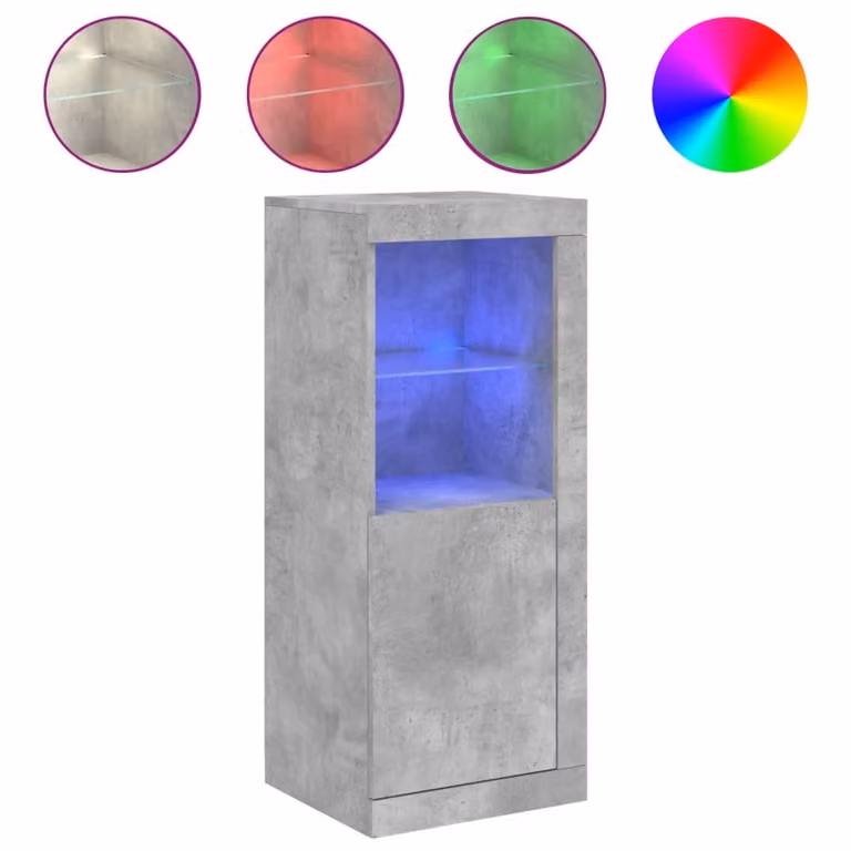 Credenza con Luci LED Grigio Cemento 41x37x100 cm