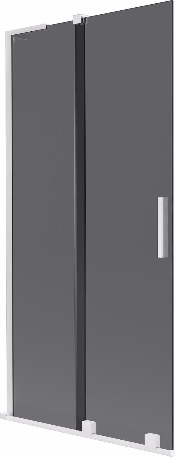 Mexen Velar L paratia vasca da bagno a 2 ante scorrevole 90 x 150 cm, grafite, bianco - 896-090-003-41-20