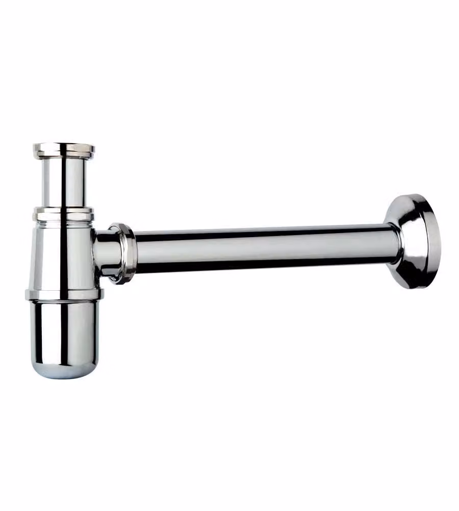 Sifone a bottiglia 1" in ottone cromato per bagno