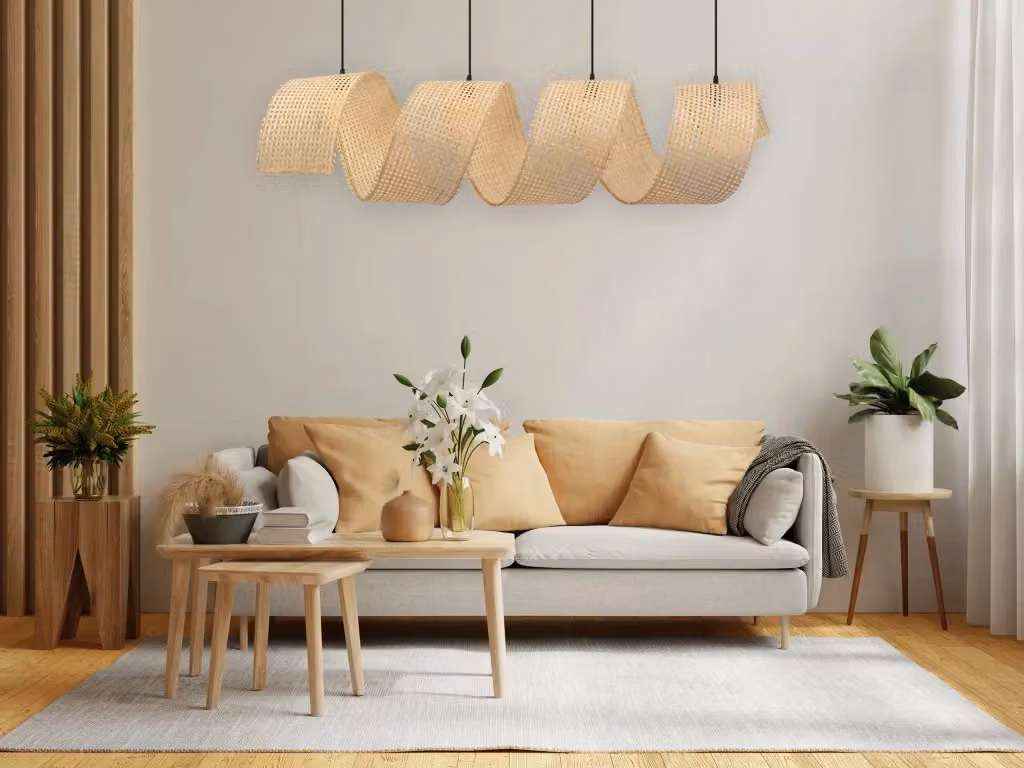 Lampada a sospensione Boho Toolight in metallo e rattan beige e nero con attacco E27 – 2