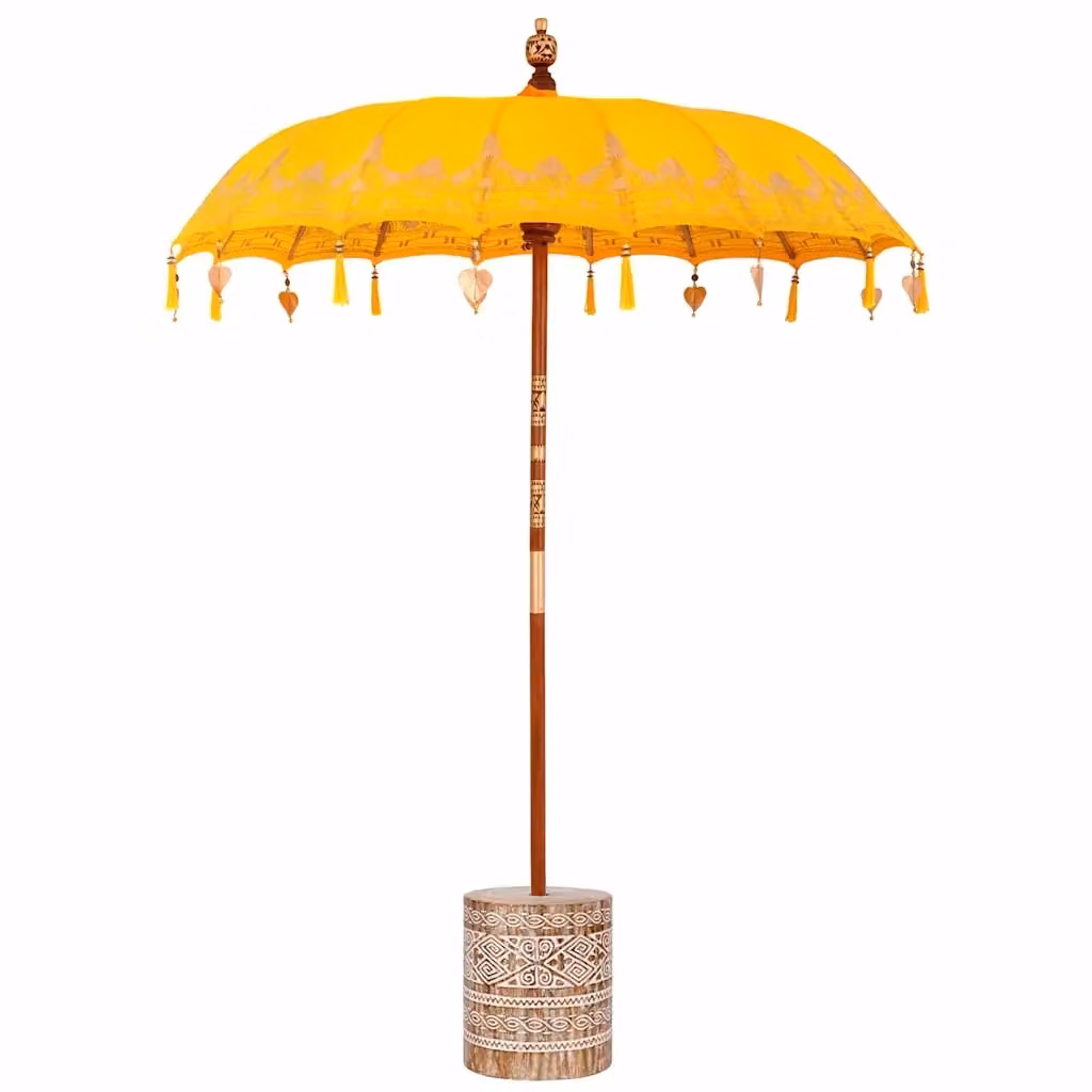 Ombrello balinese con base vidaXL giallo L: 185 cm, P: 185 cm, H: 260 cm – 2