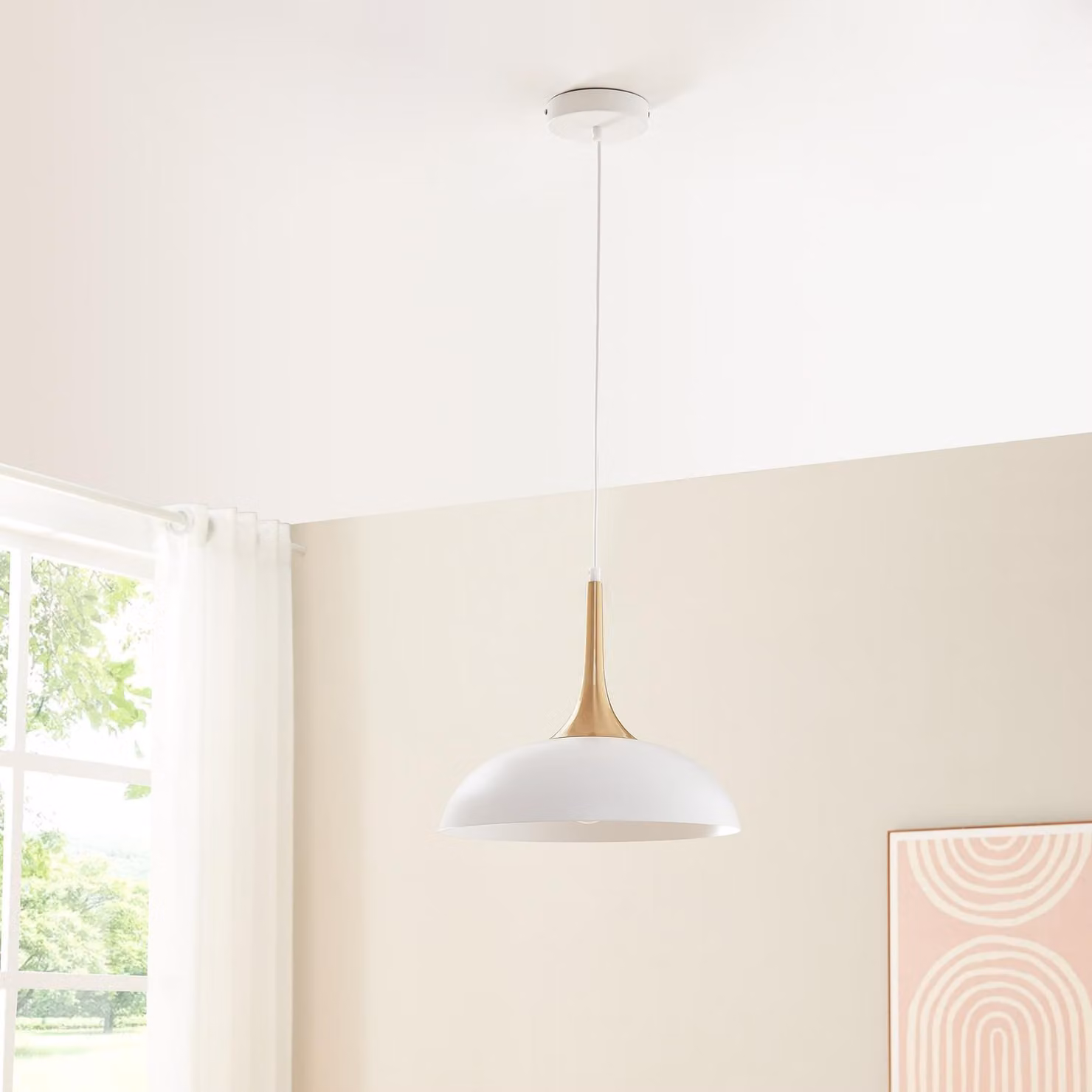 Lampada a sospensione 'Blairgowrie' Lampada a sospensione in metallo color bianco/ottone