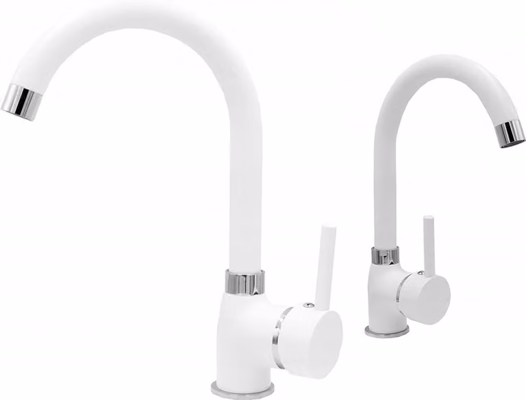Granitan - Miscelatore cucina - Rubinetto cucina altezza 30 cm - Miscelatore lavello bianco - BETA