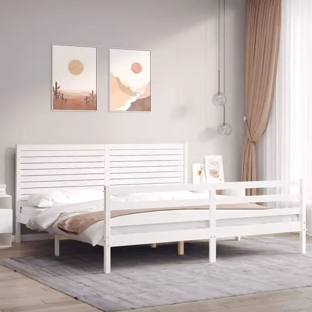 Letto con Testiera in Legno Massello di Pino Bianco vidaXL 200x200 cm – 1