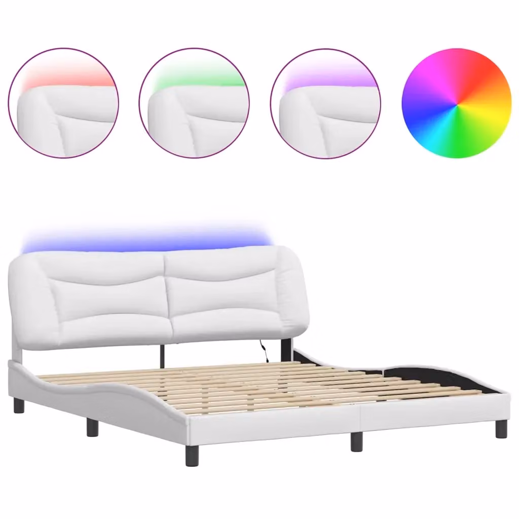 vidaXL Giroletto Hvar Bianco con LED e porta USB, L/P: 180 x 200 cm – 2