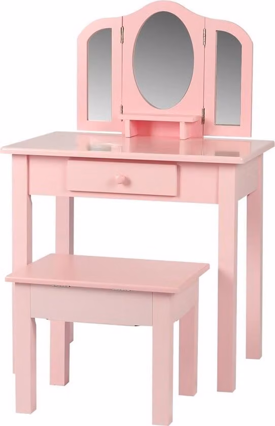 VDD - Tavolo da trucco - Mobile da trucco - Tavolo da trucco - Sedia da parrucchiere - Rosa