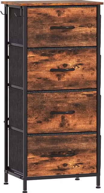 Cassettiera in tessuto HOMCOM marrone con 4 cassetti, 4 tasche e 2 ganci, L 45 x P 30 x H 94,5 cm – 1