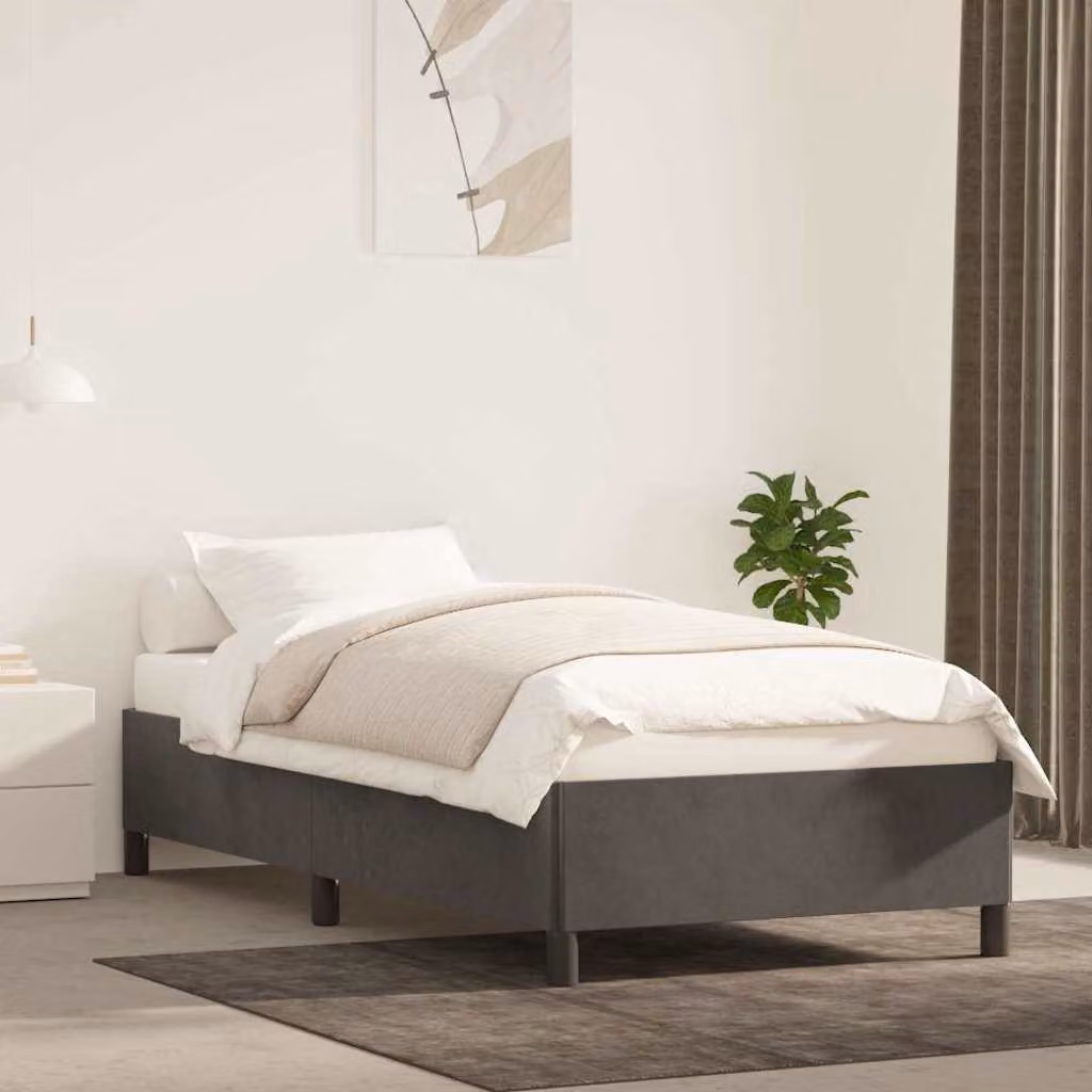 vidaXL Giroletto imbottito in velluto Grigio Scuro L/P: 90 x 200 cm