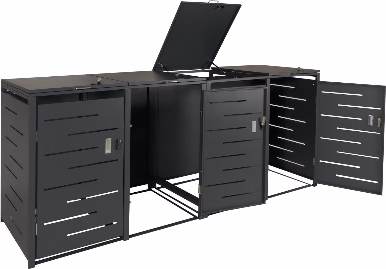 coperchio per cestino a 4 scomparti HWC-E83, coperchio per cestino, estensibile 117x263x80cm ~ antracite, acciaio 108kg