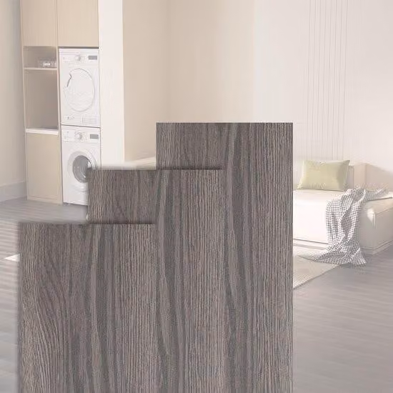Pavimento in laminato PVC autoadesivo (63 pezzi, 9 m²), impermeabile e resistente agli strappi, per cucina, soggiorno e balcone, grigio scuro
