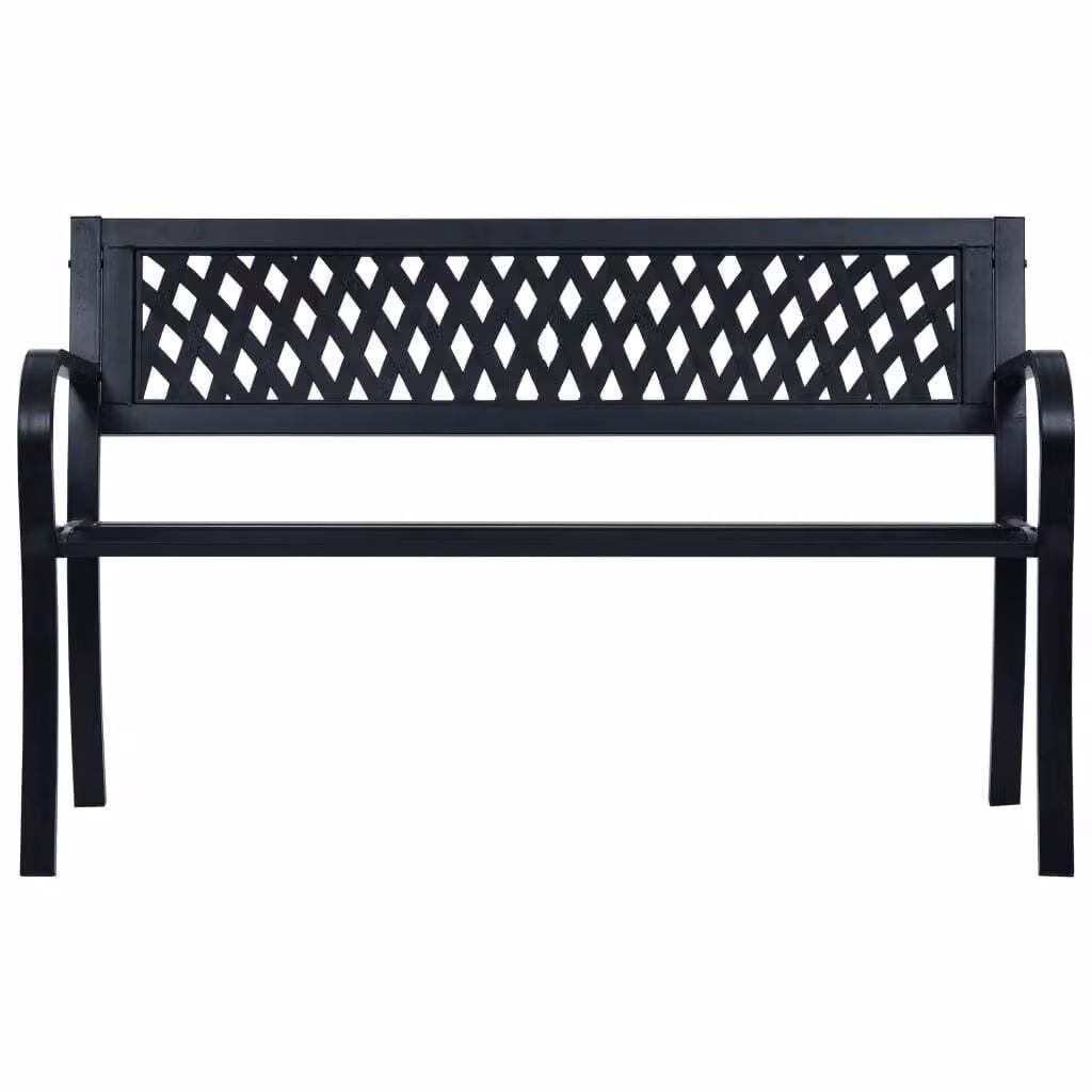 Panchina da giardino nera 120 cm in acciaio