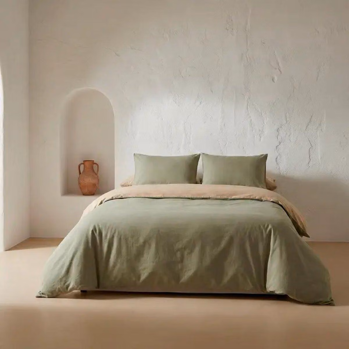 Set copripiumino reversibile Gamusi Pepa – 150 x 220 cm – 100% cotone – Lino – Set da letto bicolore