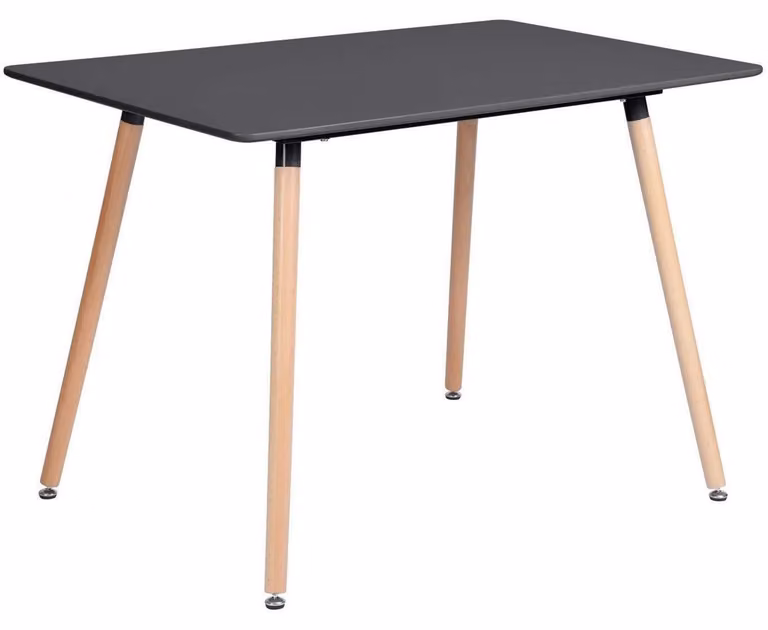 Tavolo rettangolare per sala da pranzo, cucina o soggiorno, dimensioni 110x70 cm, realizzato in MDF, colore nero, design scandinavo