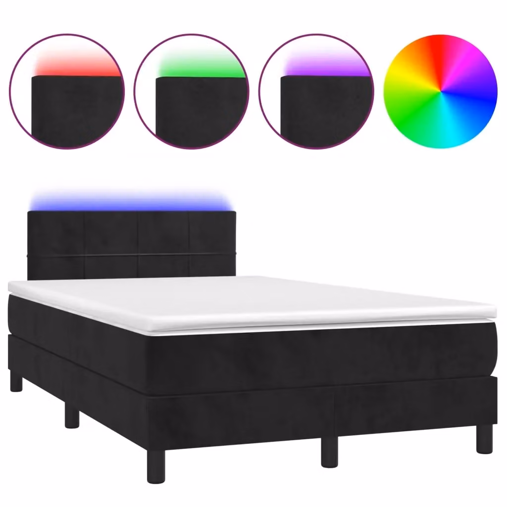 Letto Ibrido vidaXL in Velluto Nero con Illuminazione LED e Porte USB L/P: 120 x 200 cm – 2