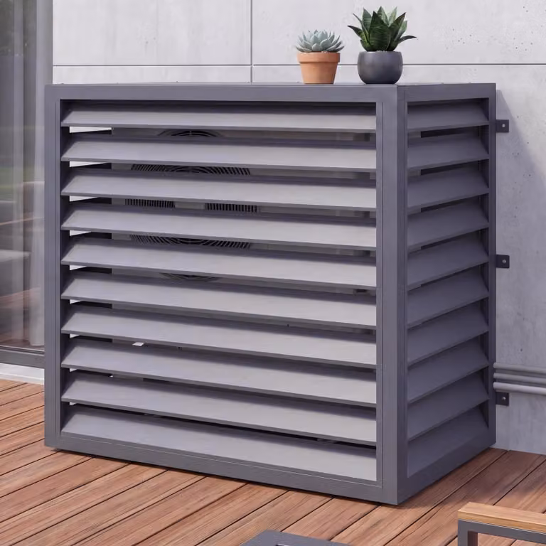 Copertura per impianto di climatizzazione/scambiatore di calore HWC-O43, copertura per griglia di protezione, metallo 111x127x65 cm ~ antracite