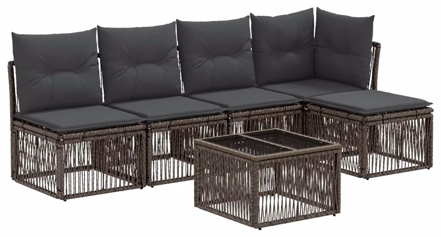 Set Divano da Giardino 6 pcs Grigio polyrattan