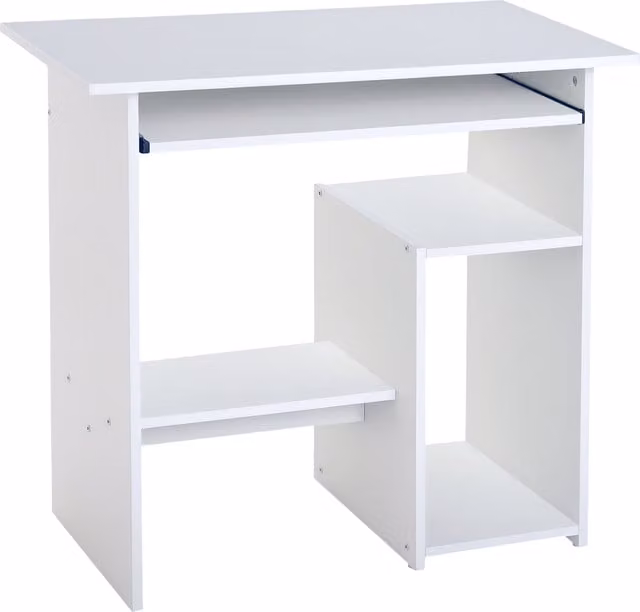 Scrivania Moderna Salvaspazio HOMCOM con Ripiano per CPU e Mensola Tastiera Estraibile in Legno, Bianco, L: 80 cm, P: 45 cm, H: 75 cm – 1