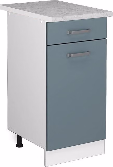 Base universale R-Line Vicco con cassetto e piano di lavoro, Grigio-blu, L: 40 cm, H: 81,6 cm, P: 60 cm – 1