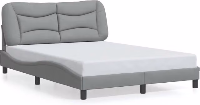 Letto matrimoniale | Letto per adulti | Giroletto senza Materasso Hvar Grigio Chiaro 140x190 cm Tessuto