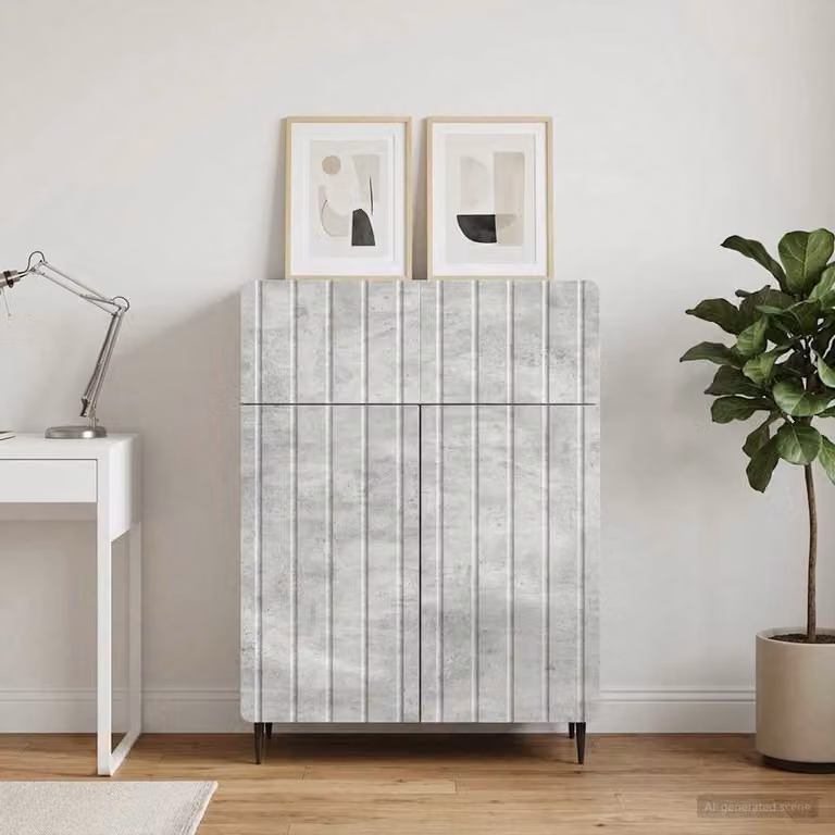 Credenza moderna vidaXL in legno ingegnerizzato grigio opaco L: 66 cm, P: 34,5 cm, H: 92 cm