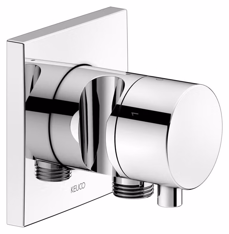 KEUCO IXMO Vanne d'inversion à encastrer 3 consommateurs, raccord de flexible, poignée Comfort et support de douche, avec arrêt, rosace carrée, 59549011202, 59549011202