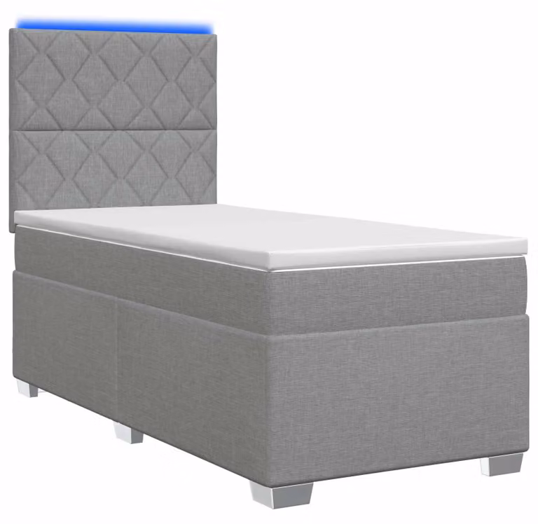 Letto a molle con materasso grigio chiaro 100 x 200 cm in tessuto