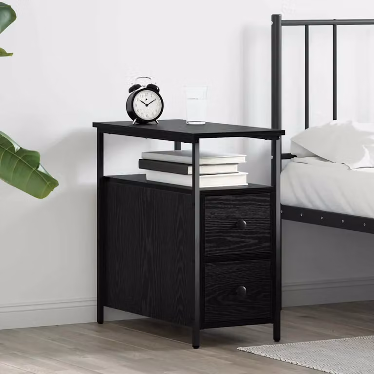 vidaXL Armadio da Notte Moderno Nero L/P/H: 60 x 30 x 60 cm